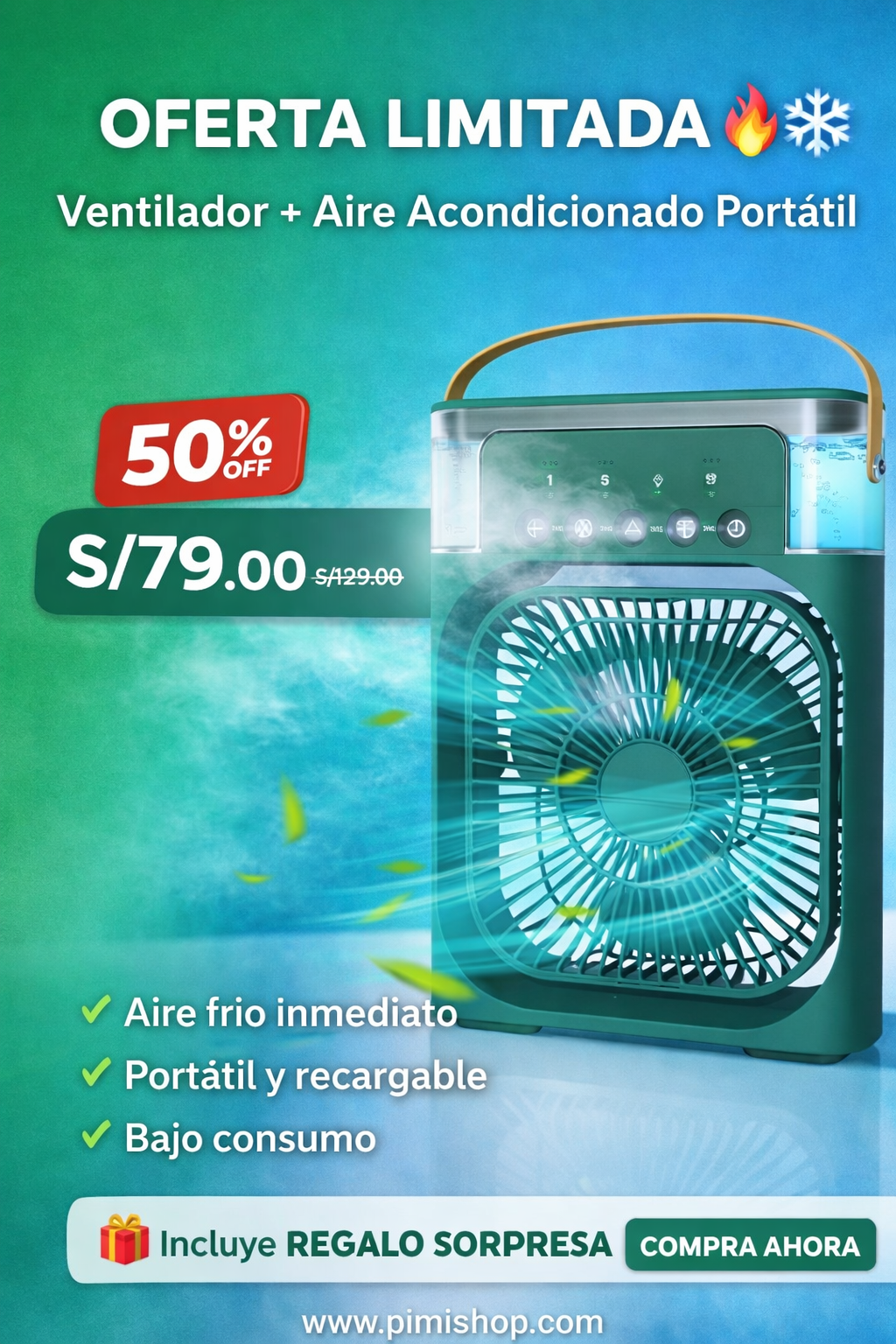 VENTILADOR CON AIRE ACONDICIONADOR PORTÁTIL + REGALO🎁